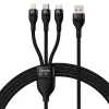 USB laidas Baseus SUP0003351 1,2 m USB A / USB C – Micro USB-A – Lightning juodas