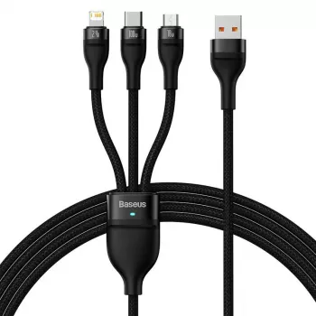 USB laidas Baseus SUP0003351 1,2 m USB A / USB C – Micro USB-A – Lightning juodas