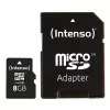 INTENSO atminties kortelė MICRO SDHC 8GB C10 su adapteriu 3413460