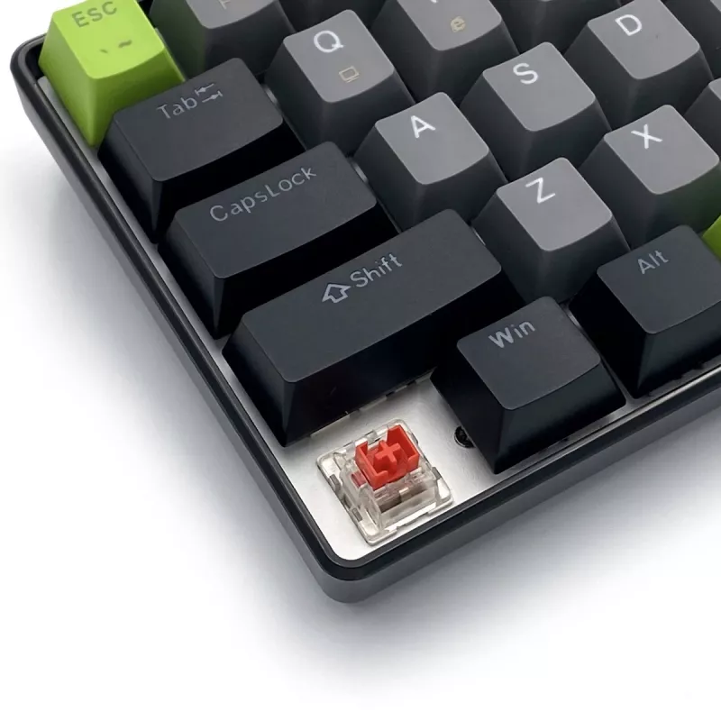 Mechaninė klaviatūra MEDIA-TECH MT1260 Red Core MX60, 60% formatai, CHERRY MX Red jungikliai, RGB foninis apšvietimas, USB, žalia
