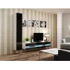 TV stovas Cama Meble VIGO NEW 30/180/40, balta viršus, juodas blizgus rėmas, 1800×400×300 mm