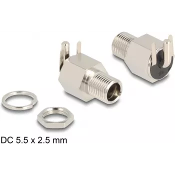 DeLOCK DC lizdas 5,5 x 2,5 mm moteriškas skydinis lituojamas kampuotas 20 V 10 A