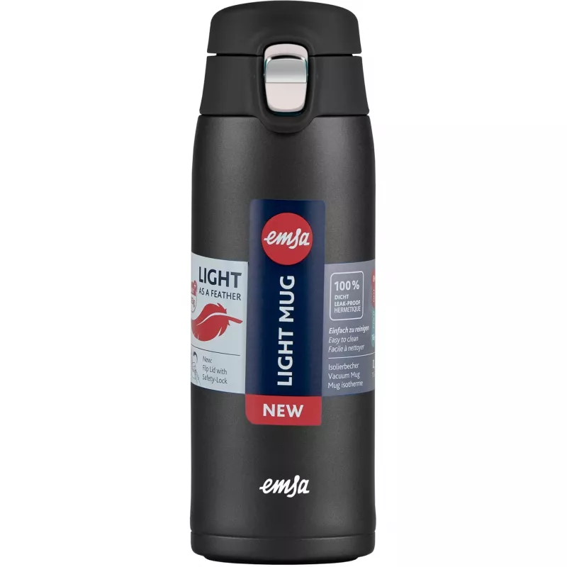 Kelioninis puodelis EMSA N2151700 0,4 L, juodas matinis, užverčiamas dangtelis