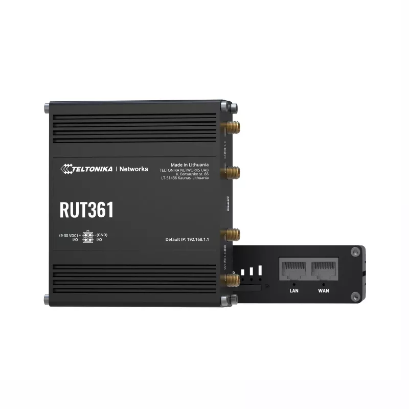 Teltonika RUT361 pramoninis 4G LTE maršrutizatorius, Cat 6, WiFi 4, 2x RJ45 100 Mb/s, IP30