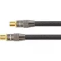 SAT antenos laidas, IEC/Koax kištukas ir lizdas auksuoti, ekranavimo lygis 120 dB, 75 omų, nailono pynė juoda, 30 m, PYTHON® serija (GC-M2020)