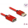 DeLOCK DisplayPort prailginimo kabelis 8K 60 Hz 2 m raudonas metalinis be fiksatoriaus