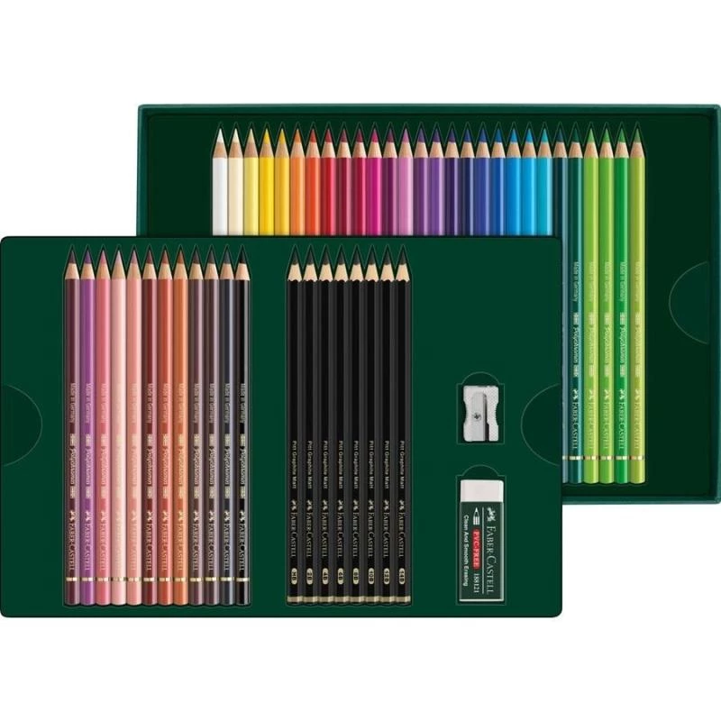Aliejiniai pieštukai Faber-Castell Polychromos & Pitt Graphite Matt rinkinys 48 vnt. įvairiaspalviai