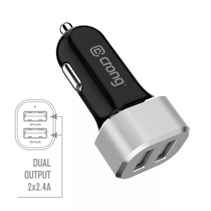 Automobilinis kroviklis 2xUSB 2.4A aliuminis