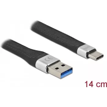 DeLOCK USB 3.2 Gen 1 plokščias juostinis kabelis Type-A → Type-C 14 cm