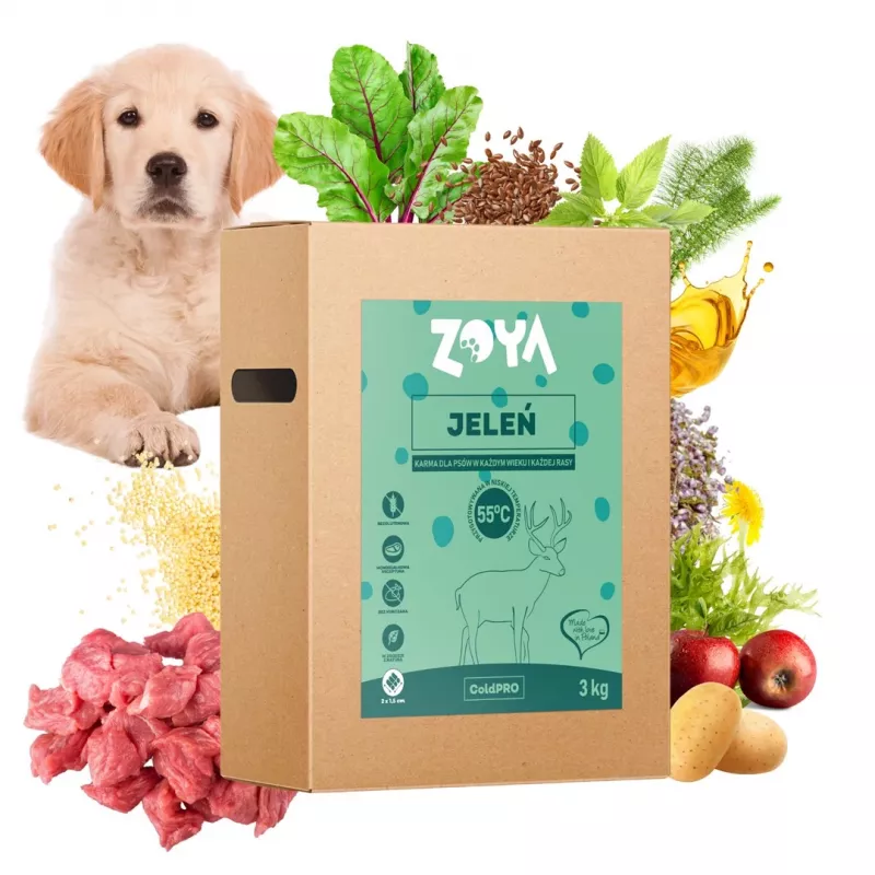 ZOYA ColdPRO Deer 3 kg sausas šunų ėdalas suaugusiems šunims – elniena, ribotų ingredientų formulė, 26% baltymų