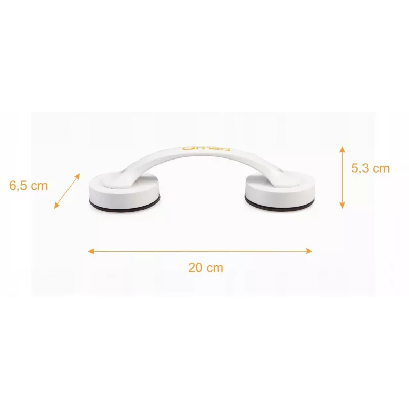 Sieninis laikiklis su siurbtuku Qmed DRQM6D0AAXXXP – technopolimeras, 20 cm gylis, maks. 30 kg, baltas, 65×53 mm