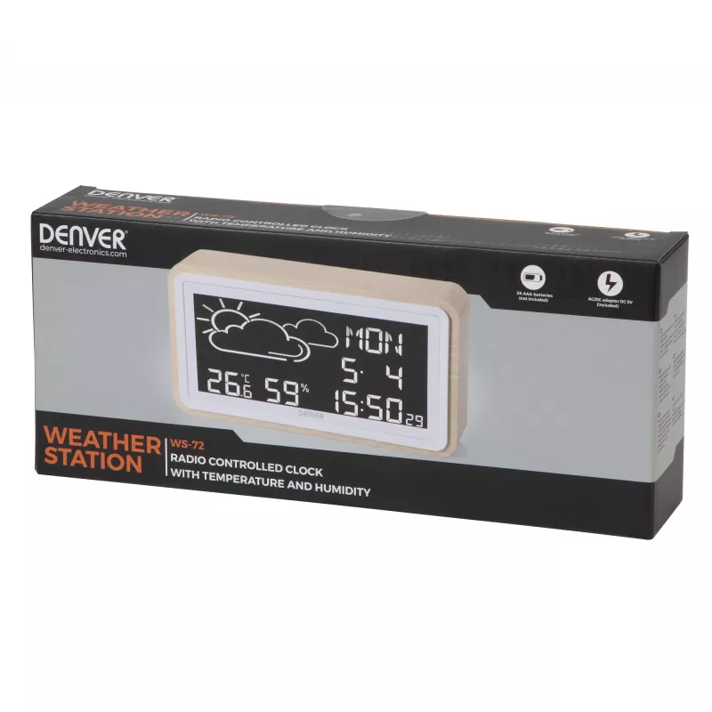 Skaitmeninė orų stotelė Denver WS-72 Wood LCD DC / Baterija