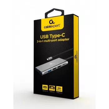Gembird A-CM-COMBO3-03 USB Type-C 3-in-1 kelių prievadų adapteris (stotelė + HDMI + PD)