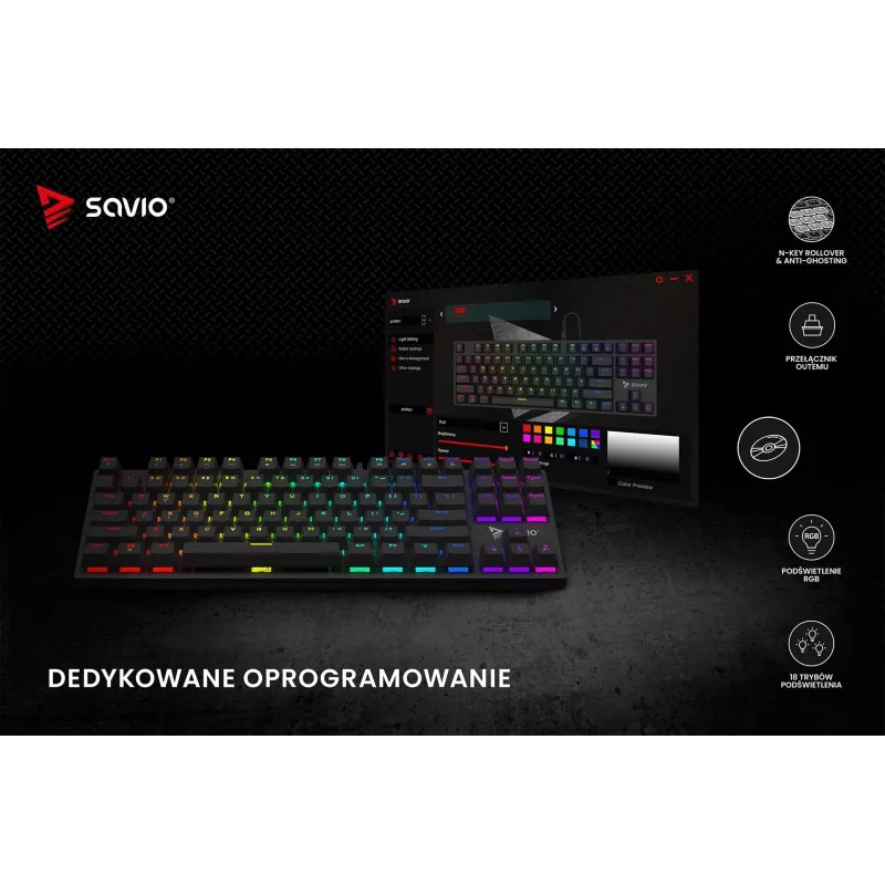 Mechaninė klaviatūra RGB Tempest X2 Outemu Blue Savio Savgk-tempest X2 Bl