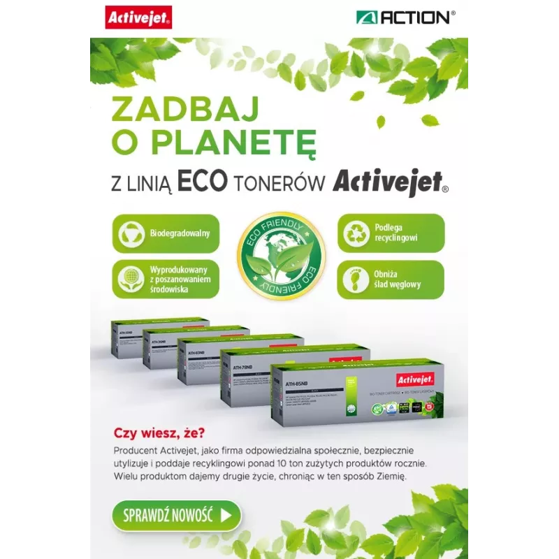 BIO Activejet ATH-78NB toner, pakeičia HP 78A CE278A, Canon CRG-728, Supreme, 2500 puslapių, juoda, ECO