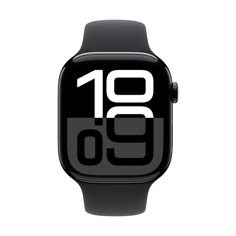 Apple Watch Series 10 GPS 46 mm Jet Black Aliuminio korpusas su juodu sportiniu dirželiu - M/L