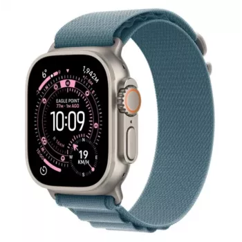 Apple Watch Ultra 3 GPS + Cellular 49mm natūralaus titano korpusas su šviesiai mėlynu Alpine Loop dirželiu – vidutinis dydis