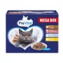 PREVITAL Katėms Megaboksinė ėriena, jautiena, triušiena ir vištiena padaže - šlapias kačių ėdalas - 24 x 100g