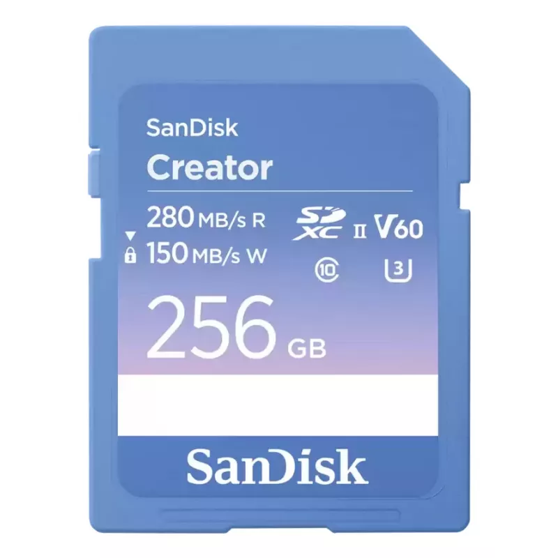 SanDisk Creator SD kortelė UHS-II 256GB, didelė skaitymo sparta iki 280 MB/s