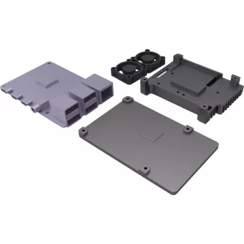 JOY-IT RPI CASE ALU07F - Dėklas Raspberry Pi 4, aliuminis, ventiliatorius, juodas (RB-ALUCASEP4+07FAN)