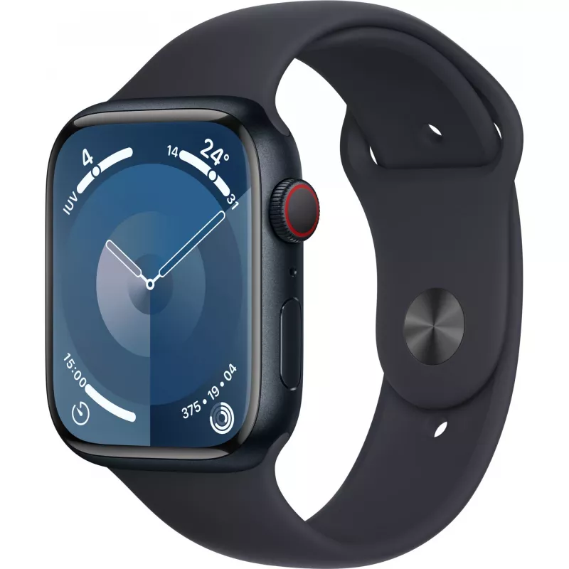 APPLE Watch Series 9 GPS + Cellular 45mm Midnight Aliuminio korpusas su Midnight Sport juostele - M/L (MRMD3QF/A)