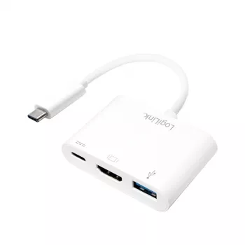 LogiLink 0,14 m 2xUSB-C HDMI USB A baltas adapteris