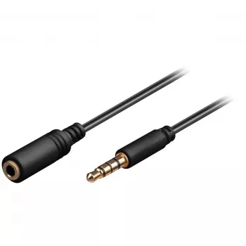 Wentronic Goobay 3,5 mm lizdo ilginimo laidas, juodas, 3 m – kištukas 3,5 mm (4 kontaktai, stereo) > lizdas 3,5 mm (4 kontaktai, stereo) (62480)