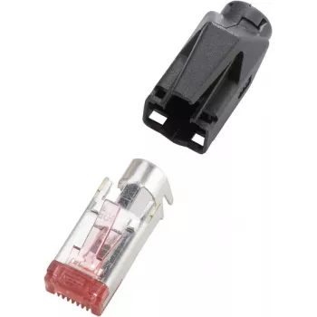 renkforce RJ45 jungtis TM21 CAT 6, ekranuotas kištukas, tiesus, 8P8C H9561.4-10 juoda, 10 vnt.