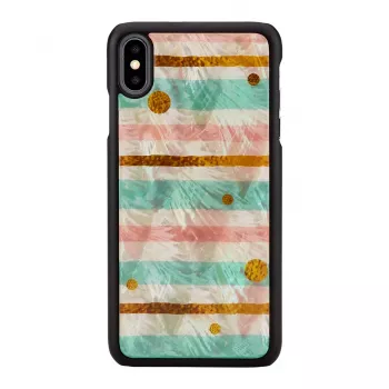 Apsauginis dėklas iPhone XS Max iKins Pop Mint Black, kietas korpusas su pakeltais kraštais