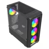 PC korpusas SAVIO Noctis Glass RGB — Juodas, ATX/Micro-ATX, 210×410×450 mm, 3×120 mm priekiniai ventiliatoriai