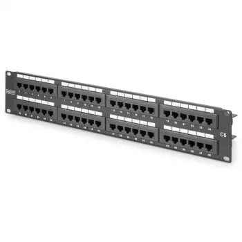 DIGITUS Patch Panel RJ-45 48 prievadų pilkas RAL 7035 2U (DN-91648U)
