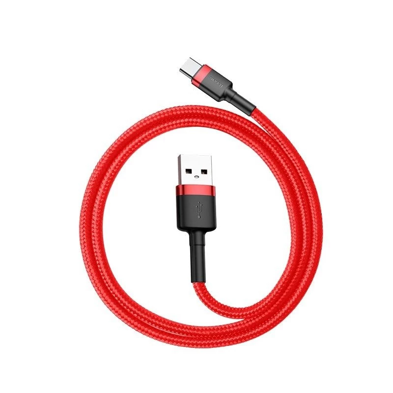 USB 2.0 A – USB-C laidas Baseus CATKLF-B09 1m QC3.0 nailoninis pintas raudonas, greitas įkrovimas ir duomenų sinchronizavimas