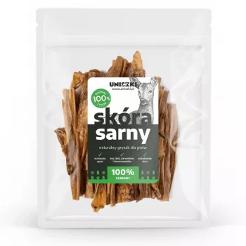 Šunų skanėstai UNISZKI Deer Skin 100 g – vieno ingrediento elnio kramtukai dantų priežiūrai ir dresūrai