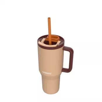 Terminis puodelis su teleskopiniu šiaudeliu Kambukka Rio Tumbler 950ml Almond Dream