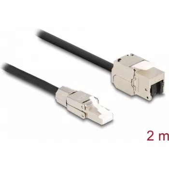 DeLOCK Laidas RJ45 kištukas lauko montavimui į Keystone modulį RJ45 lizdas Cat.6A 2 m
