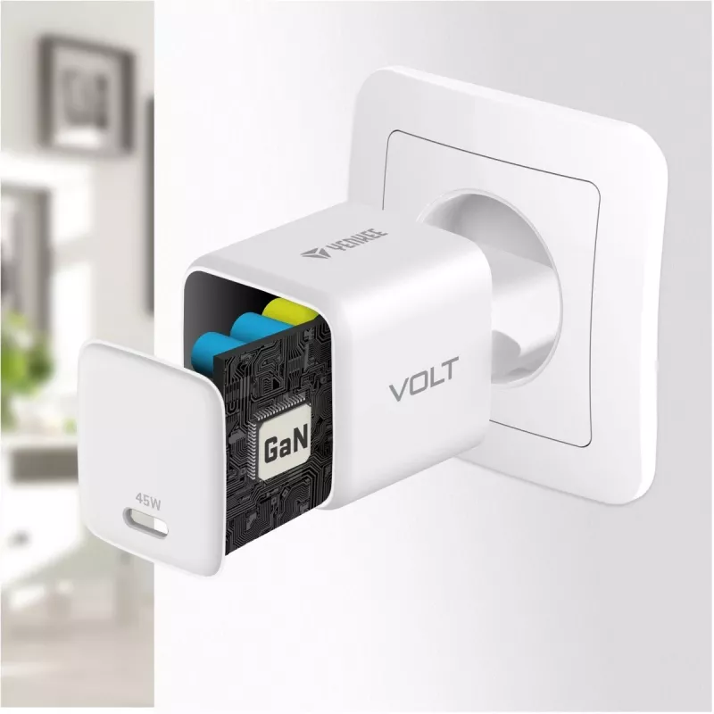 USB-C įkroviklis YENKEE G45 VOLT 45W Power Delivery 3.0, 3A išėjimas