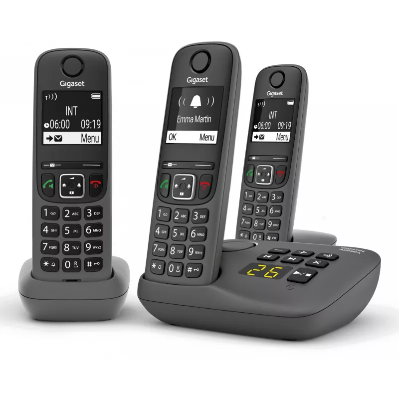 Belaidis analoginis/DECT telefonas Gigaset AE690A su 3 rageliais, Caller ID