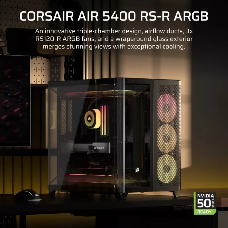 PC korpusas Corsair AIR 5400 RS-R ARGB Midi Tower juodas