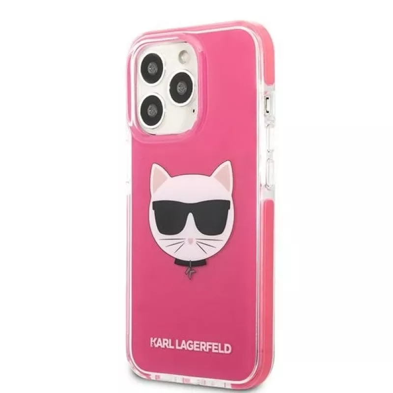 Karl Lagerfeld KLHCP13XTPECPI iPhone 13 Pro Max 6,7 colio kietas dėklas Fuchsia/FUSCHIA Choupette Head