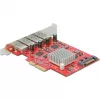 Delock PCI Express x4 kortelė su 4 išoriniais SuperSpeed USB 10 Gbps (USB 3.2 Gen 2) USB Type-A lizdais - USB adapteris - PCIe 3.0 x4 - USB 3.2 Gen 2 x 4 (90481)