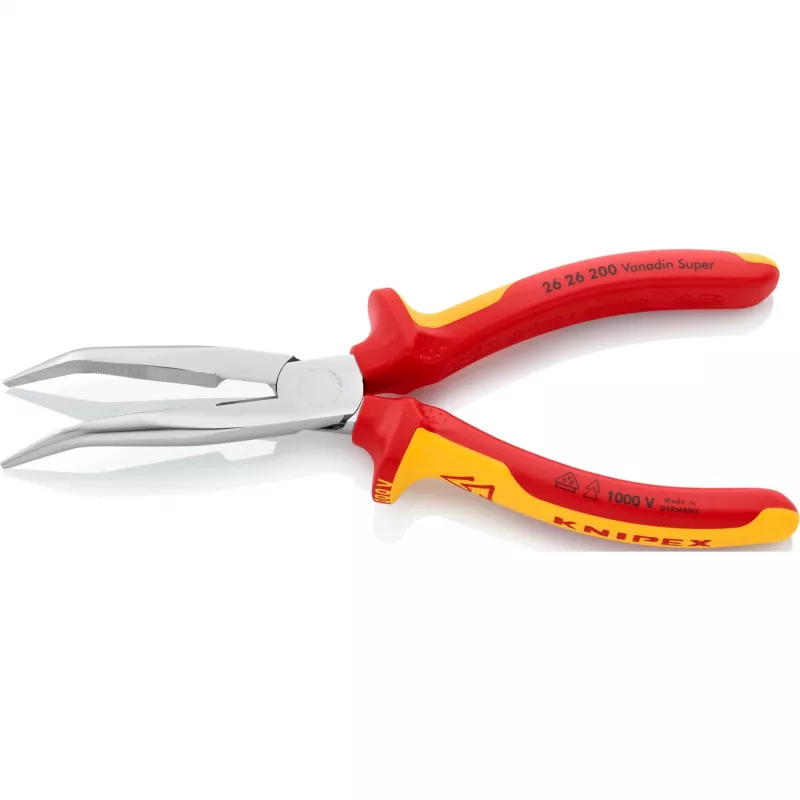 KNIPEX izoliuotos replės 1000V lenktos pailgos 200mm