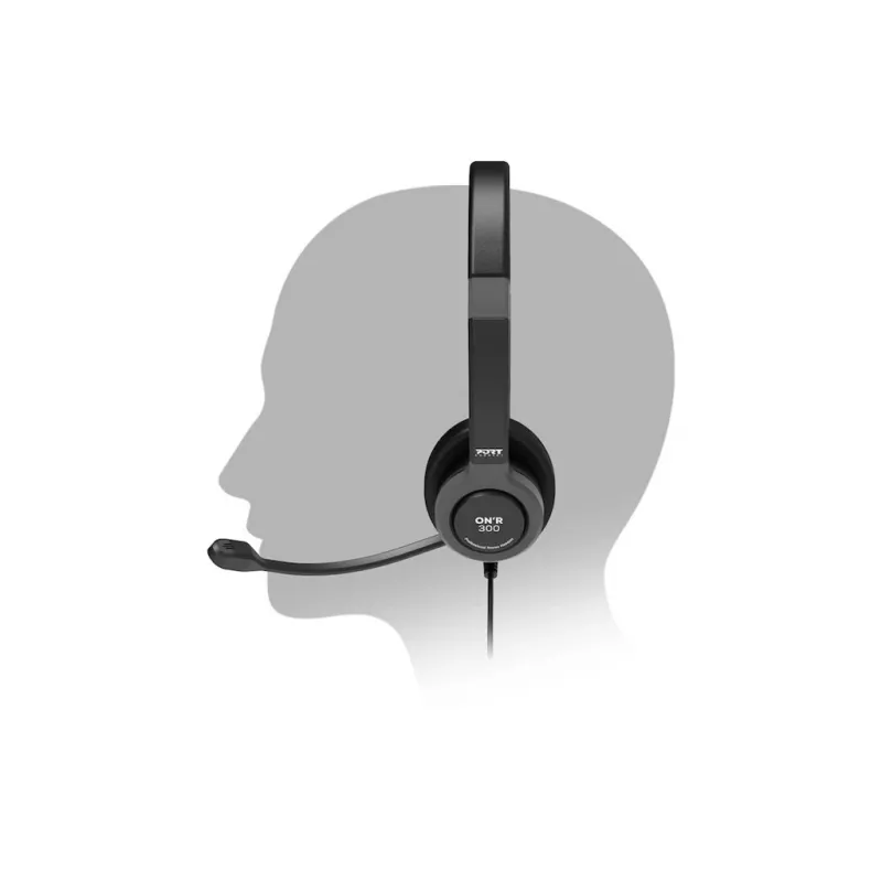 PORT CONNECT | Stereo USB ausinės PRO ON'R 300 | Laidinės | Ant ausų | Triukšmo slopinimas | Juodos