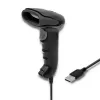 Nešiojamas brūkšninių kodų skaitytuvas QOLTEC 50868 – 1D/2D lazerinis skaitytuvas, USB laidinis ir belaidis, veikimo atstumas 600 mm, juodas