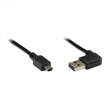 USB 2.0 jungiamasis kabelis EASY Plug A – Mini-B, kampuotas, juodas, 5 m