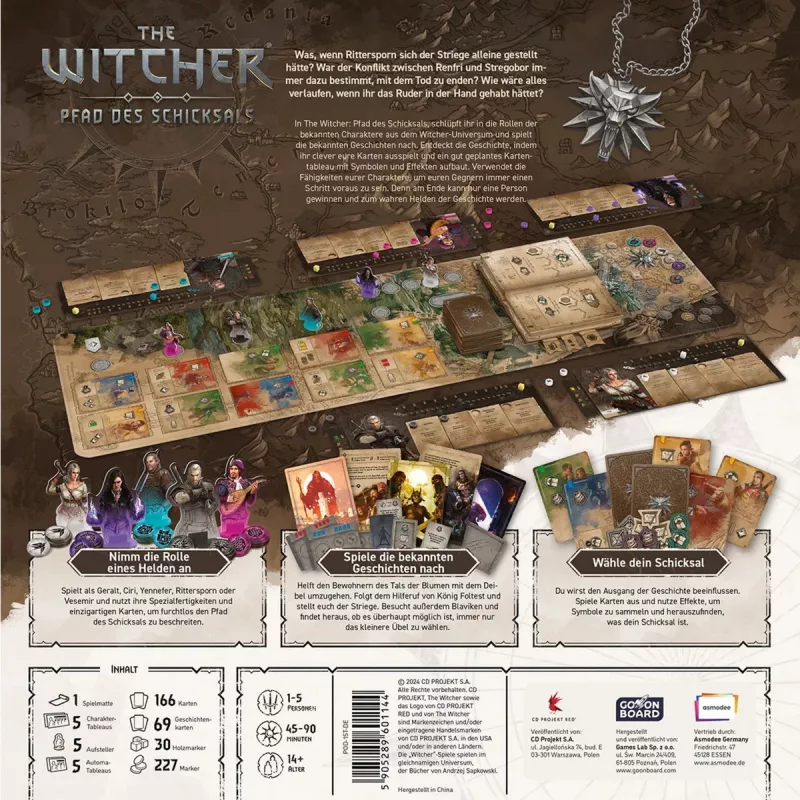 Stalo žaidimas Asmodee The Witcher: Pfad des Schicksals – nuotykių ir istorijos valdomas žaidimas