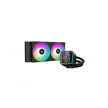 Skysčio aušintuvas CPU DeepCool R-LD240-BKDMMN-G-1 240mm RGB, 2x120mm ventiliatoriai, PWM, 41cm vamzdeliai, aliuminio radiatorius