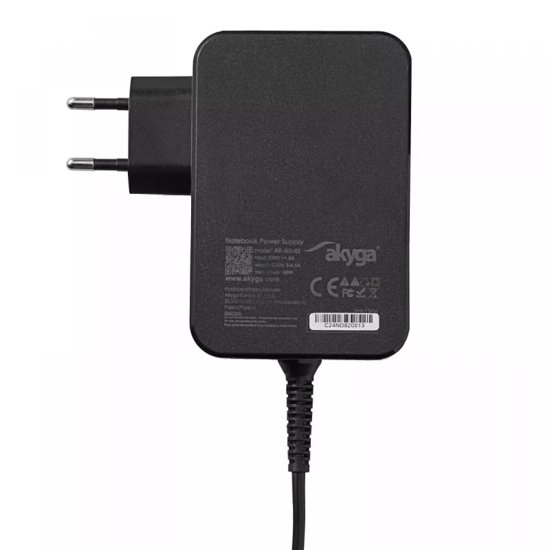 Akyga AK-ND-82 USB-C GaN nešiojamojo kompiuterio maitinimo adapteris 90 W, PD 3.0, 5–20 V, 1,8 m laidas, juodas