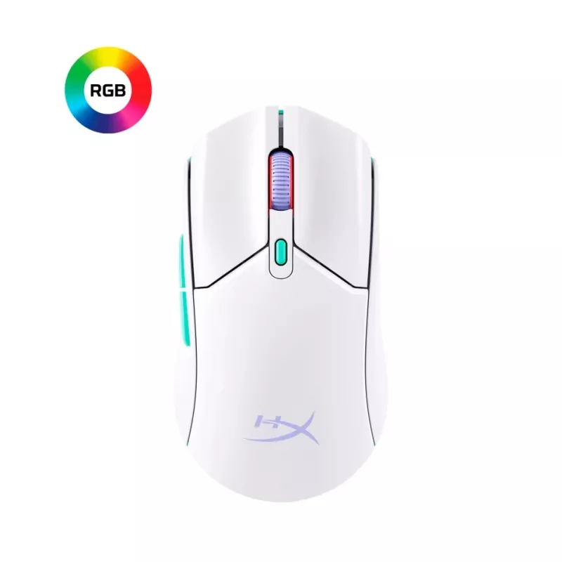 HyperX Pulsefire Haste 2 Core Wls – žaidimų pelė (balta/žalia/violetinė)