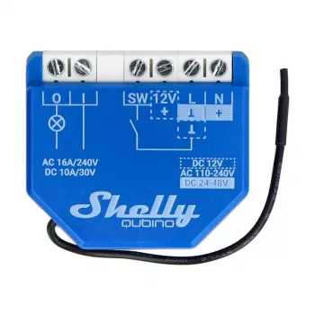 Išmanioji relė Shelly Qubino Wave 1 Plastikas 110–240V 16A, Z-Wave 868,4 MHz, mėlyna, montuojama ant sienos