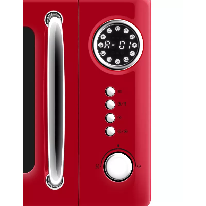 Stalinė mikrobangų krosnelė ETA Storio Red Solo – 20 L, 700 W, 5 galingumo lygių, 245 mm padėklas